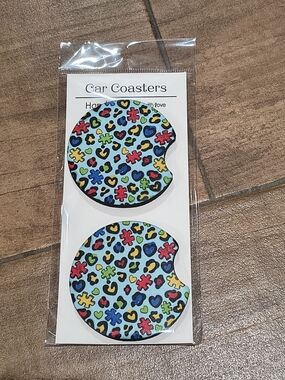 Colorful Puzzle & Heart Pattern Car Coasters